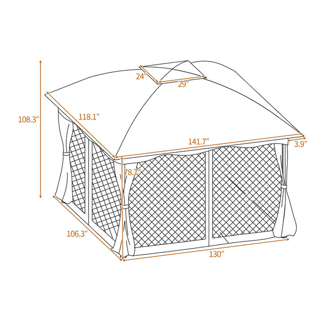 U_STYLE 9.8 Ft. W x 11.8 Ft. D Patio Outdoor Gazebo, Double Roof Soft Canopy Garden Backyard Gazebo with Mosquito Netting Suitable for Lawn, Garden, Backyard and Deck