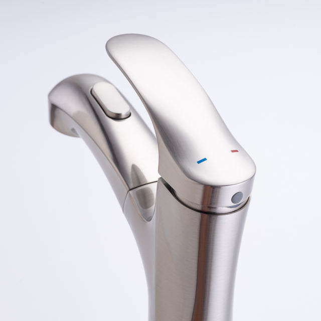 Pull Out Bathroom Faucet, Single Hole Bathroom Sink Faucet with 3 Modes Pull Down Sprayer, One Handle Modern Vanity Faucet, Farmhouse Lavatory Faucet