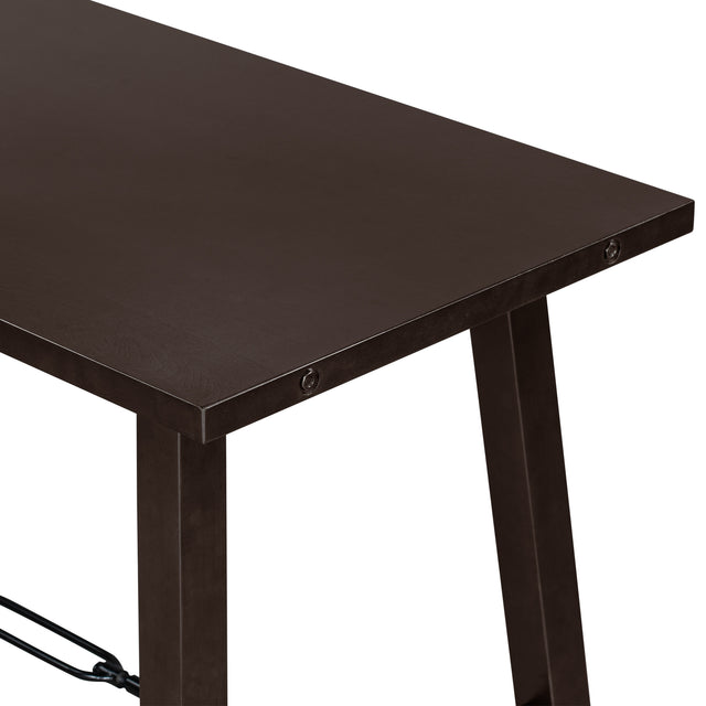 TREXM Counter Height Dining Table Solid Wood & Metal Dining Table for Small Space (Espresso)