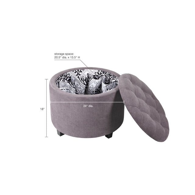 Sasha Round Ottoman With Shoe Holder