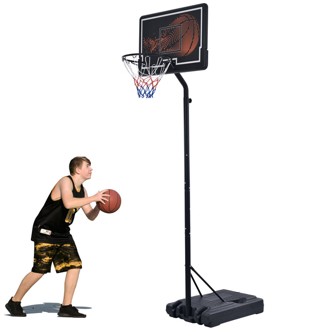 Portable Basketball Hoop & Goal, Outdoor Basketball System with 8.5-10ft Height Adjustment in 35'' Backboard for Youth