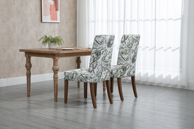 Cover Removable Interchangeable and Washable Taupe Cashew Fabric Upholstered Parsons Chair with Solid Wood Legs 2 PCS