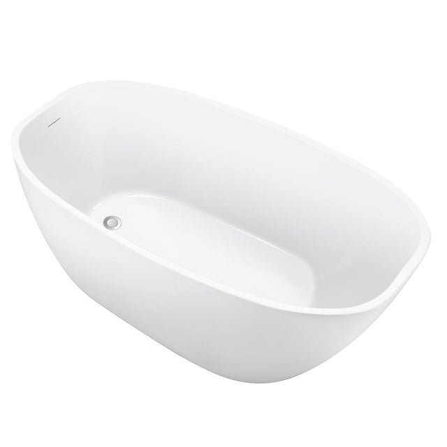 59" 100% Acrylic Freestanding Bathtub,Contemporary Soaking Tub,white Bathtub
