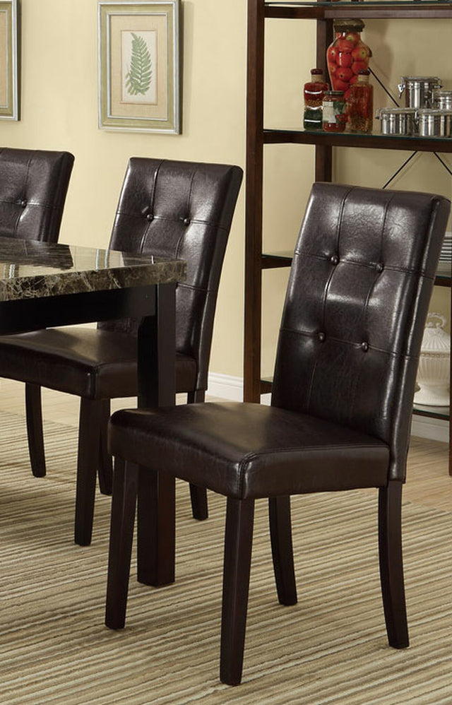 Set of 2pc Chairs Breakfast Dining Dark Brown PU / Faux Leather Tufted Upholstered Chair