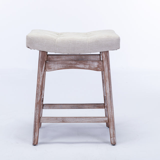 A&A Furniture,Counter Height 25" Stools for Kitchen Counter Backless Faux Leather Stools Farmhouse Island Chairs (25 Inch, Beige,Set of 2)