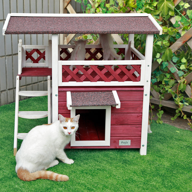 Cat House for Outdoor Cats Weatherproof with Escape Door