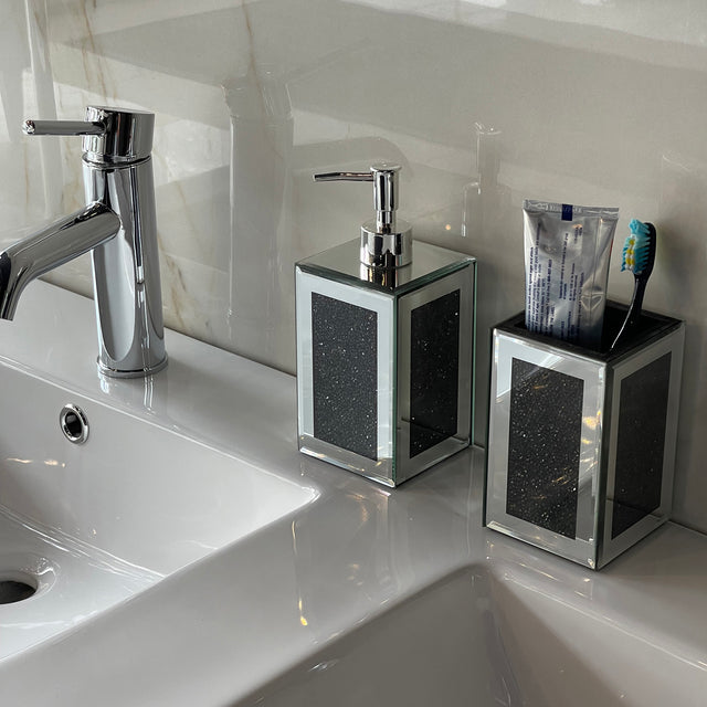 Ambrose Exquisite 2 Piece Square Soap Dispenser and Toothbrush Holder