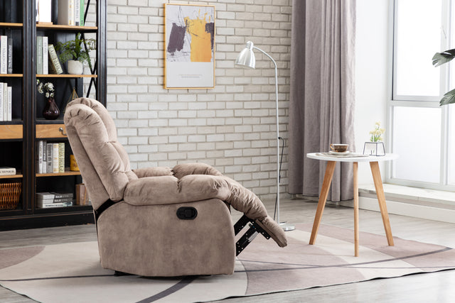 Recliner Chair Overstuffed, Manual Reclining Single Couch Wide Seat with Thickened Headrest and Back (Camel)