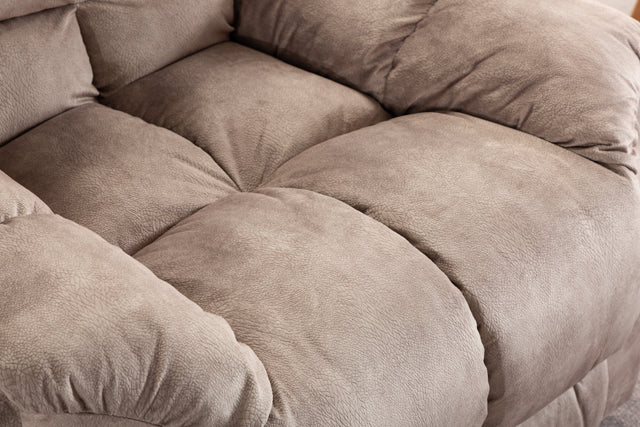 Recliner Chair Overstuffed, Manual Reclining Single Couch Wide Seat with Thickened Headrest and Back (Camel)