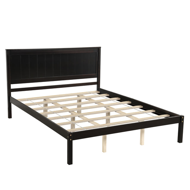 Platform Bed Frame with Headboard , Wood Slat Support , No Box Spring Needed ,Queen,Espresso(OLD SKU:WF191420AAP)