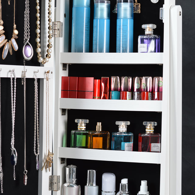 Full Mirror Fashion Simple Jewelry Storage Cabinet With Led Light Can Be Hung On The Door Or Wall