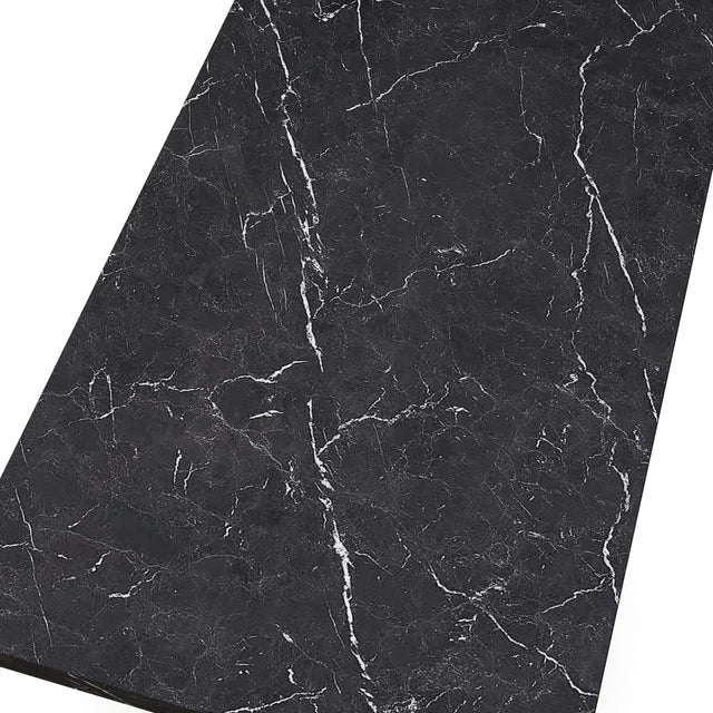 70.87"Modern Square Dining Table with Printed Black Marble Table Top+Black X-Shape Table Leg