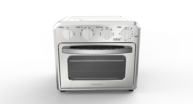 Geek Chef Air Fryer Toaster Oven Combo, 4 Slice Toaster Convection Air Fryer Oven Warm, Broil, Toast, Bake, Air Fry, Oil-Free, Accessories Included, Stainless Steel, Silver(16QT Air Fryer Oven) Ban on