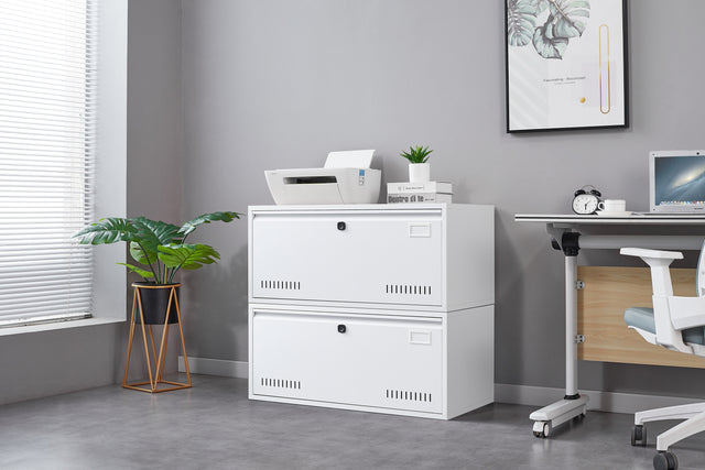 Electronic Digital Lateral File Cabinet, Large Drawer Metal Filing Cabinet with Hanging Rod for letter, A4, documents and so on, for Home Office using, Assembly Required