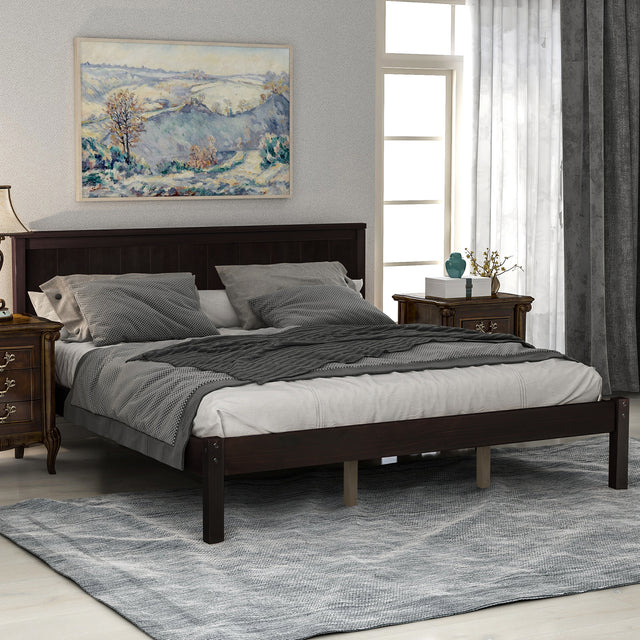 Platform Bed Frame with Headboard , Wood Slat Support , No Box Spring Needed ,Queen,Espresso(OLD SKU:WF191420AAP)