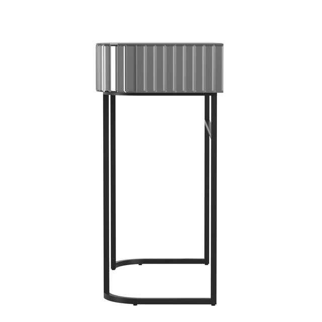 Mirrored Vanity Table, Mirrored Dressing Table, Iron Frame Desk for Bedroom Studio Office(Gray Striped Mirrored)