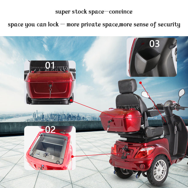 Fastest Mobility Scooter With Four Wheels For Adults & Seniors, Red 800W