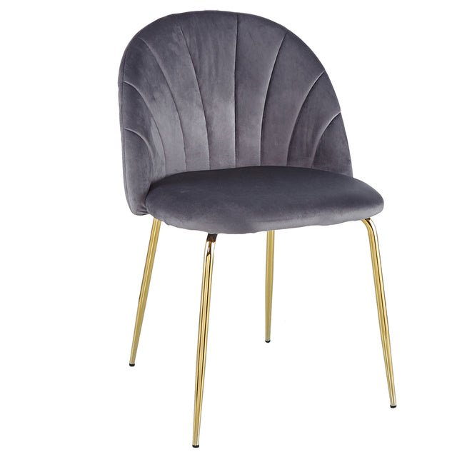 Modern Grey dining chair(set of 2 ) with iron tube golden legs, velvet cushions and comfortable backrest,(N.W 10.582 Ibs / 1piece ) suitable for dining room, living room, cafe, simple structure.