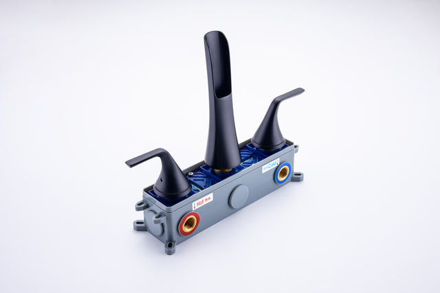 Wall Mounted Bathroom Sink Faucet with Double Lever Handles Vessel Lavatory Basin Mixer Tap,Rough-in Valve