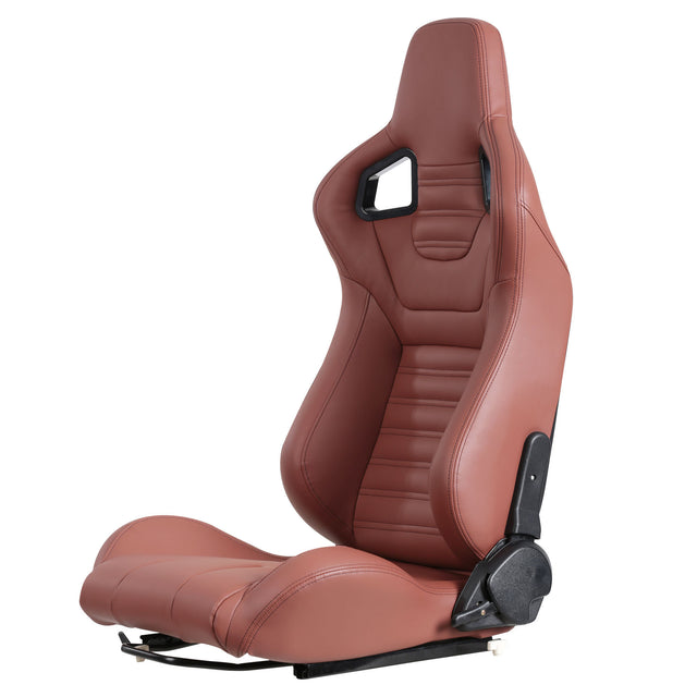 2-Piece Ergonomic Racing Seats with Adjustable Double Slides,PVC Racing Simulator Game seats,Brick Red