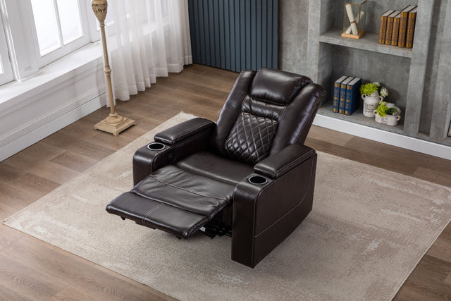 New Design PU Material With Cup Hold Storage USB Recliner
