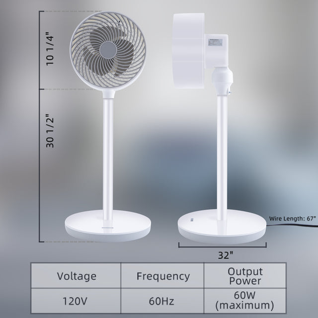 Simple Deluxe 7 inch Stand Fan, 3 Speeds & 3 Modes, 15 Hours Timer, 70° Oscillating Circulating Fan, with Remote Control, Air Circulation Fan for Room, Indoor,White