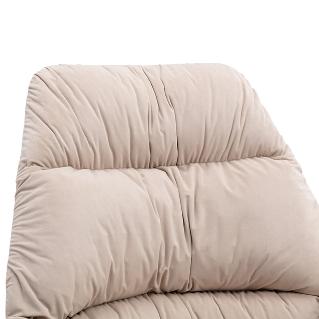 Tufted Upholstered Padded Seat Rocking Chair-Velvet Beige