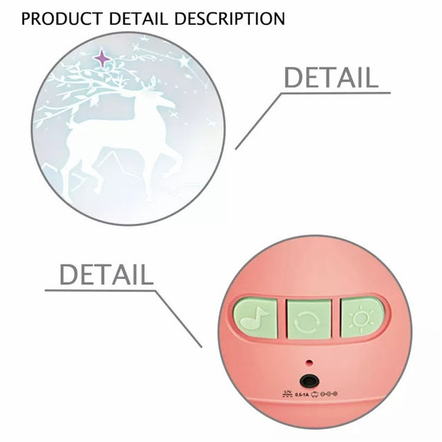 Music Projection Night Light, 360 Degree Rotating Music Projection Night Light Is A Good Helper To Soothe Your Baby To Sleep, Red