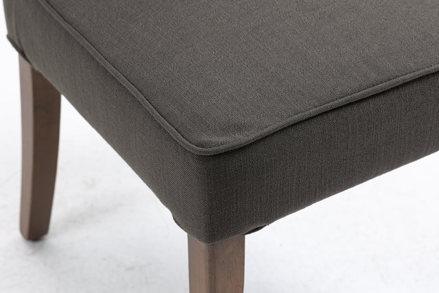 Cover Removable Interchangeable and Washable Gray Linen Upholstered Parsons Chair with Solid Wood Legs 2 PCS