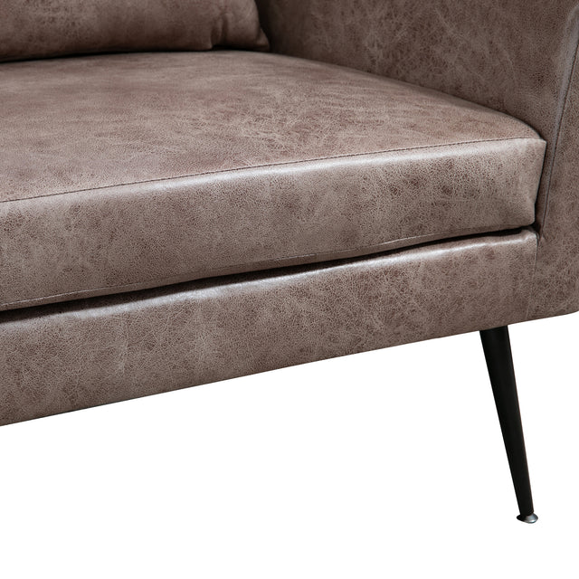 51"W Classical Loveseat Small Sofa Small Mini Room Couch Two-Seater Sofa With 2 Throw Pillows Black Metal Legs for Small Space Office Studio Apartment Bedroom, Taupe Bronzing Suede