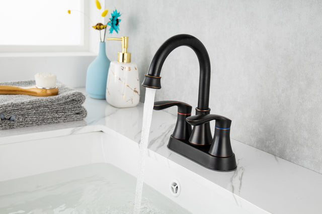 2-Handle Lavatory Faucet Brushed Nickel Bathroom Sink Faucet with Metal Pop-up Drain and Faucet Supply Lines