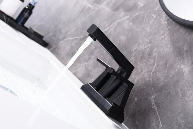 2 Handle Centerset Bathroom Sink Faucet 3 Hole with Pull Out Sprayer, 4 Inch Lavatory Faucet, Modern Vanity Faucet, Mixer Tap for Hot and Cold Water