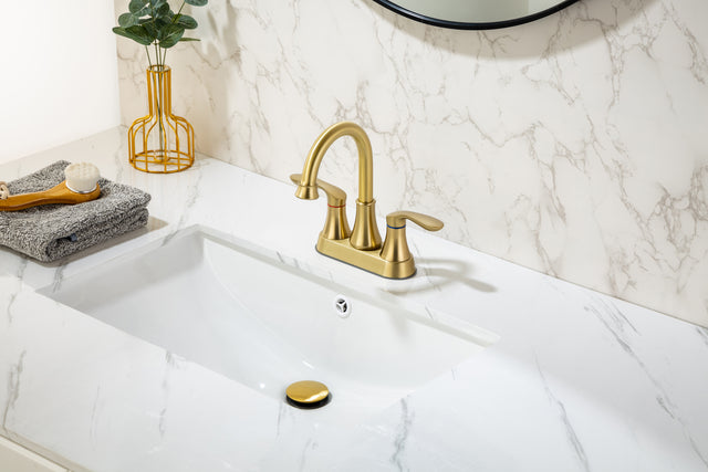 2-Handle Lavatory Faucet Brushed Nickel Bathroom Sink Faucet with Metal Pop-up Drain and Faucet Supply Lines