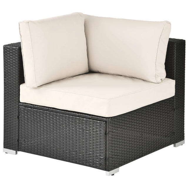 Outdoor Garden Patio Furniture 5-Piece PE Rattan Wicker Cushioned Sofa Sets with 2 Pillows and Coffee Table, outdoor couch;outdoor sectional;porch furniture;patio couch;outdoor sofa;patio furniture se