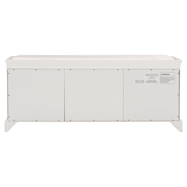 TREXM Storage Bench with 2 Drawers and 2 Cabinets, Shoe Bench with Removable Cushion for Living Room, Entryway (White)