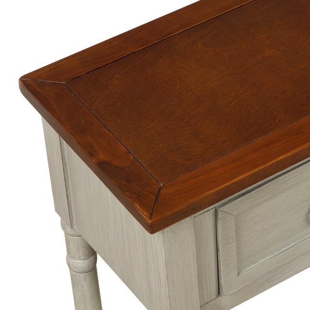 TREXM Console Table Sofa Table with Storage for Entryway with Drawers and Shelf (Antique Grey)