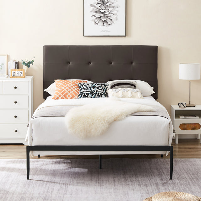 B112 Queen bed PVC cover haedboard with Sponge interlayer. Strong iron frame with high temperature paint