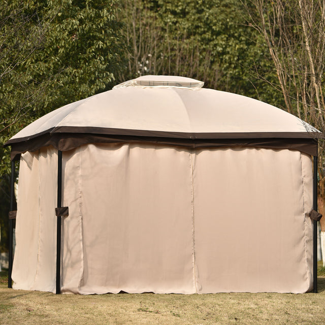 U_STYLE 9.8 Ft. W x 11.8 Ft. D Patio Outdoor Gazebo, Double Roof Soft Canopy Garden Backyard Gazebo with Mosquito Netting Suitable for Lawn, Garden, Backyard and Deck