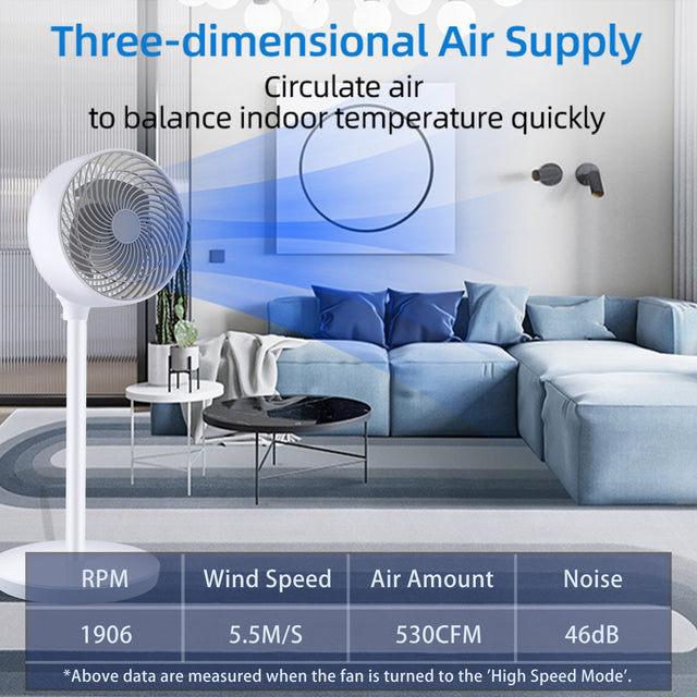 Simple Deluxe 7 inch Stand Fan, 3 Speeds & 3 Modes, 15 Hours Timer, 70° Oscillating Circulating Fan, with Remote Control, Air Circulation Fan for Room, Indoor,White
