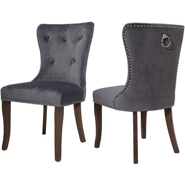 TOPMAX Dining Chair Tufted Armless Chair Upholstered Accent Chair, Set of 6 (Grey)