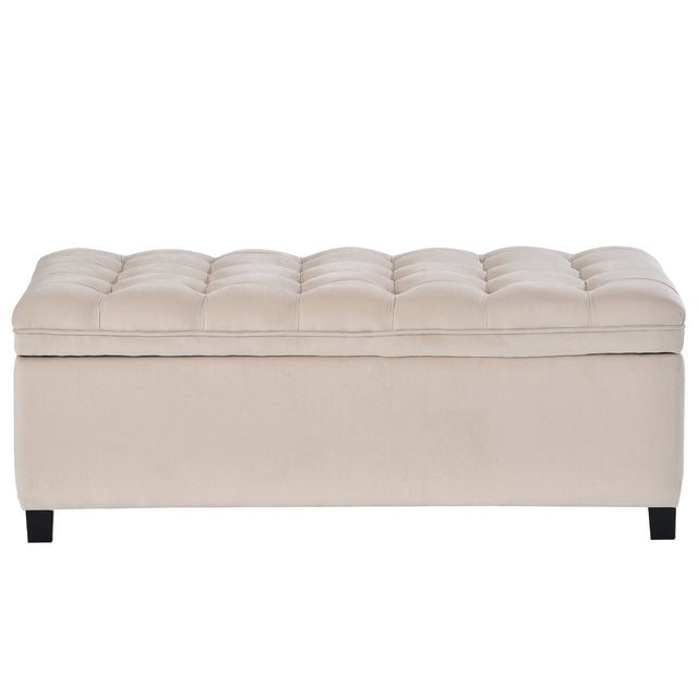 U-stye Upholstered Flip Top Storage Bench with Button Tufted Top