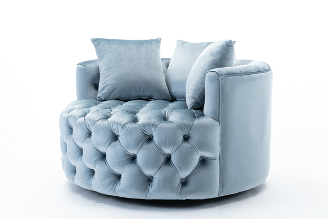 Coolmore Modern Akili swivel accent chair barrel chair for hotel living room / Modern leisure chair Light blue
