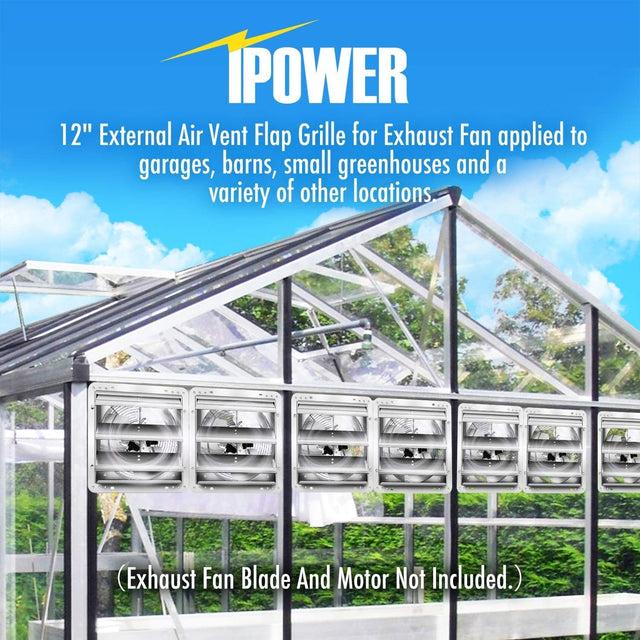 iPower 12-Inch Square Aluminum Automatic Gravity Shutter Louver Vent, Silver