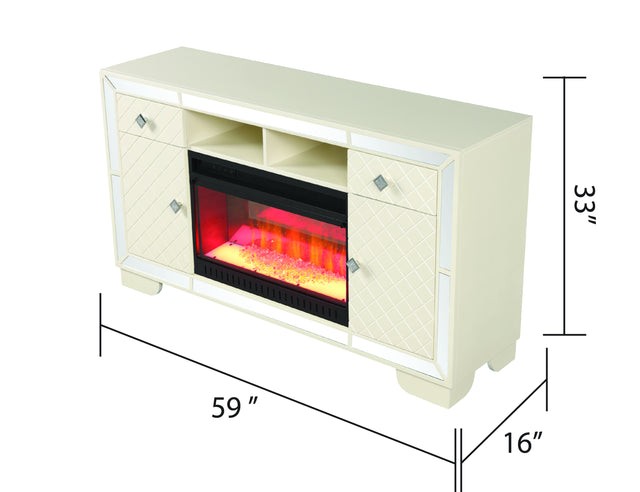 Madison TV Stand With Electric Fireplace in Beige