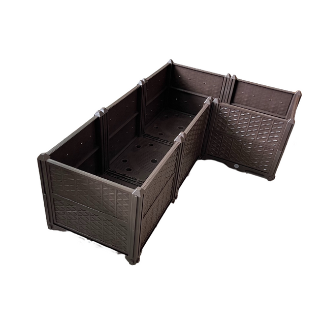 Rectangular Raised Garden Bed Kit Indoor Outdoor Plastic Planter Grow Box for Fresh Vegetables, Herbs, Flowers & Succulents, Brown, 61.41'' x 15.35'' x 14.17''