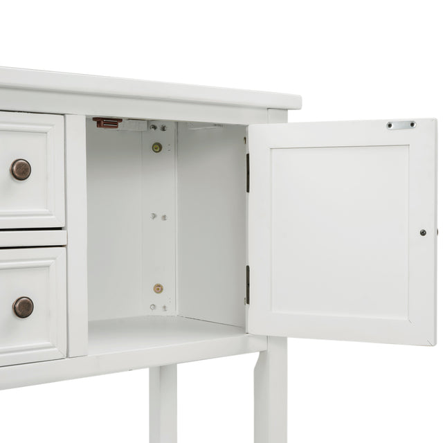 TREXM Cambridge Series Buffet Sideboard Console Table with Bottom Shelf (White)