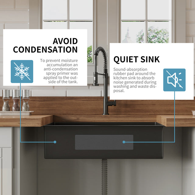 33" x 21" x 10" Undermount Kitchen Sink 16 Gauge Stainless Steel Single Bowl Kitchen Sink Gunmetal Black