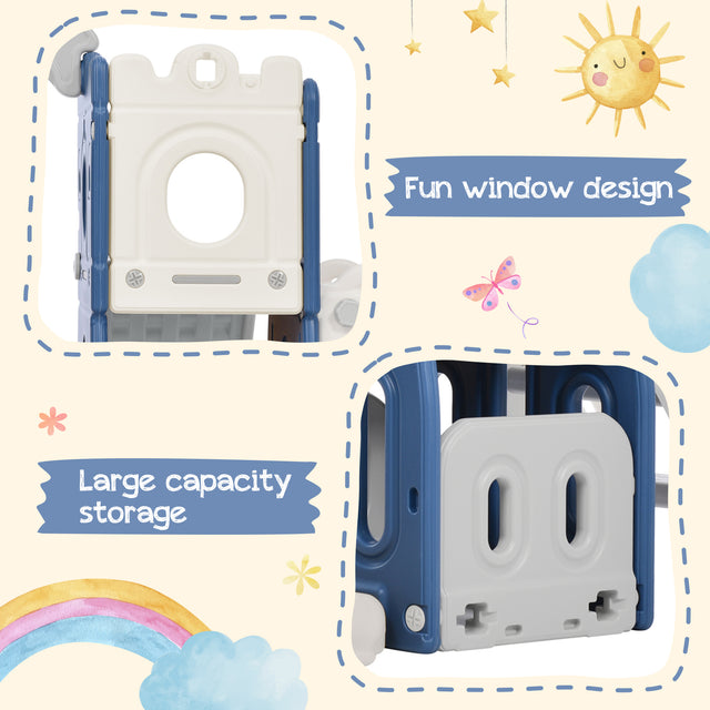 Toddler Slide and Swing Set 5 in 1, Kids Playground Climber Slide Playset with Basketball Hoop Freestanding Combination for Babies Indoor & Outdoor