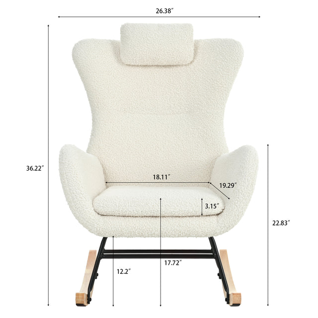 Rocking Chair - with rubber leg and cashmere fabric, suitable for living room and bedroom