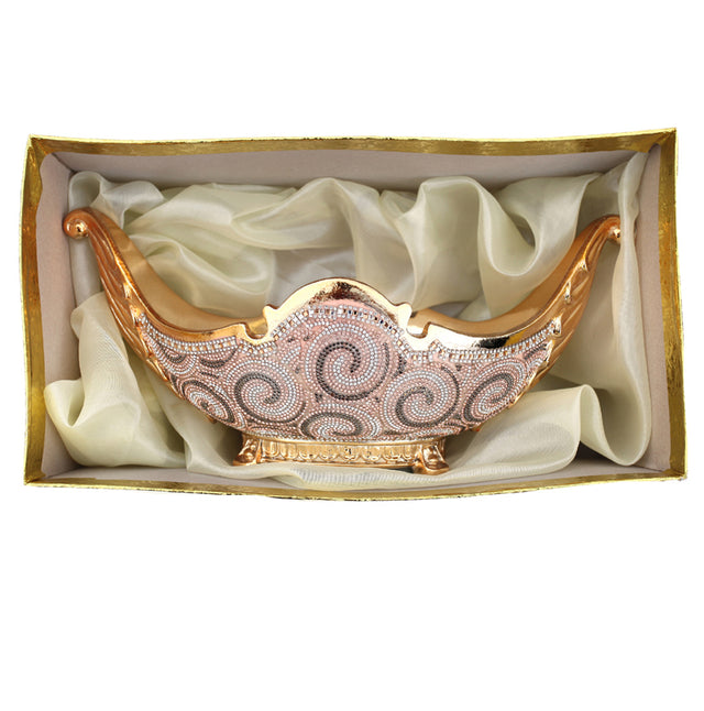 Ambrose Chrome Plated Crystal Embellished Ceramic Fruit Platter